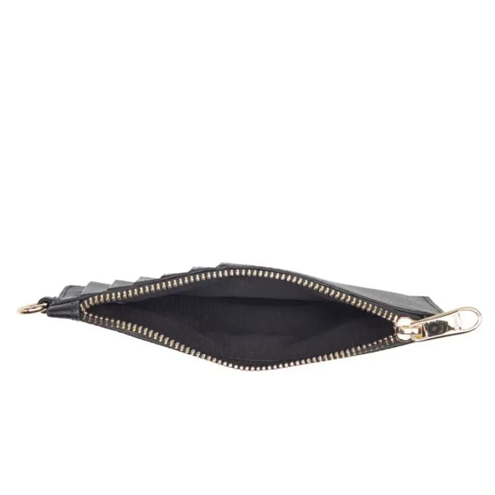 FURLA Classic Credit‎ Card Case Leather Wallet Wristlet, Black, Wrist Strap, NWT
